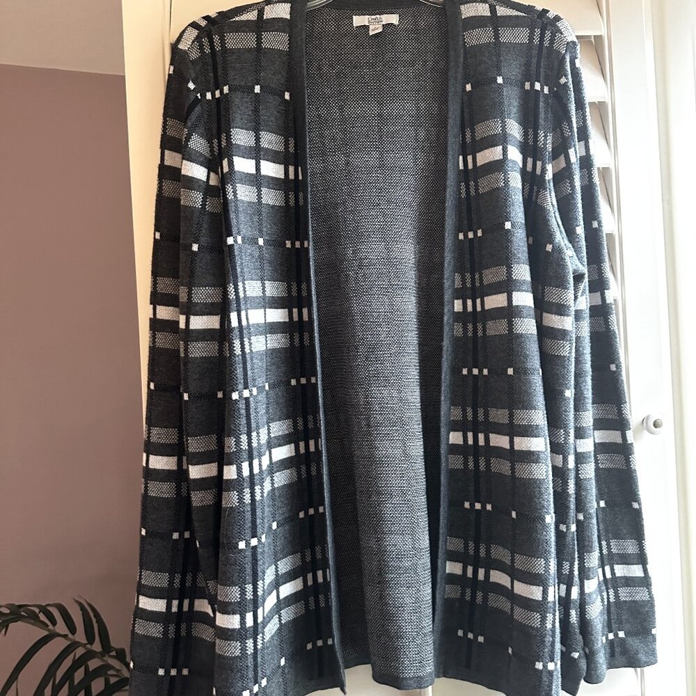 Croft & Barrow Striped Plaid Cardigan Women's L